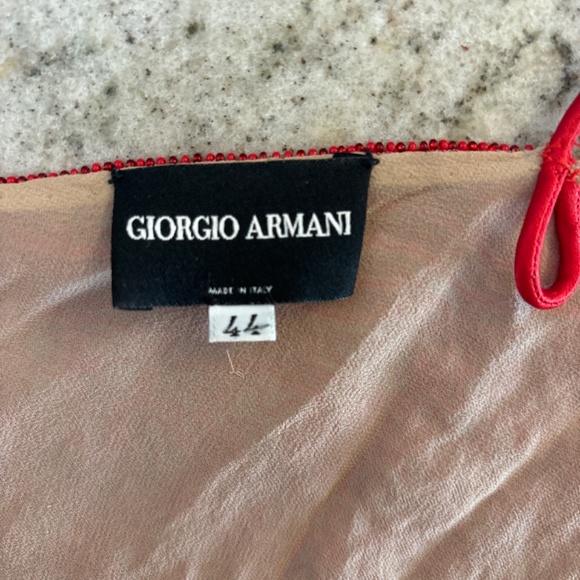 vintage Giorgio Armani couture Italian red hand beaded halter top - Picture 4 of 9